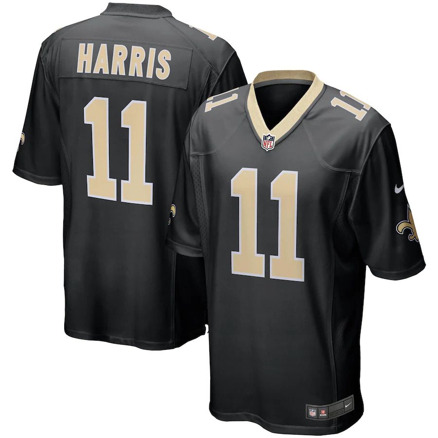 Men New Orleans Saints #11 Deonte Harris Nike Black Game Player NFL Jersey